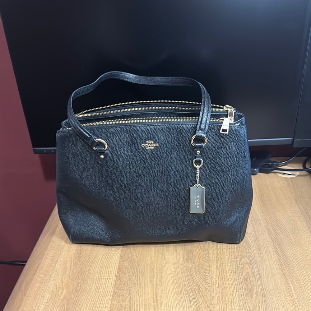 Coach Black Satchel with Silver Hardware